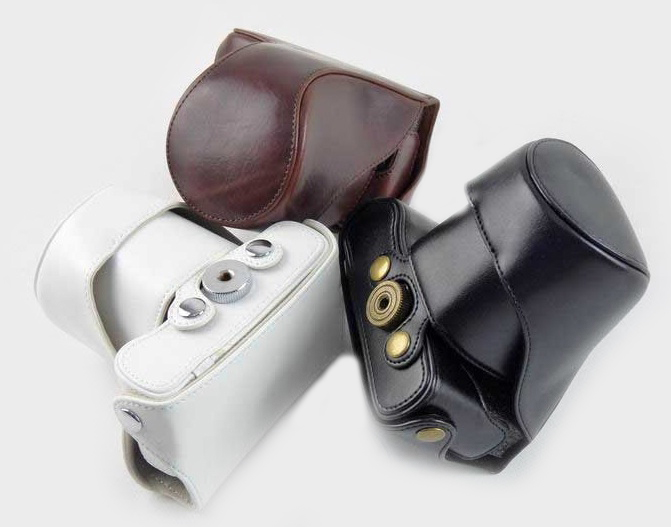 Kožené pouzdro pro Panasonic GF2 / GF3 14-45 hnědé