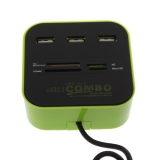 Čtečka karet a USB hub 2v1 zelená Čtečka karet a USB hub 2v1 zelená