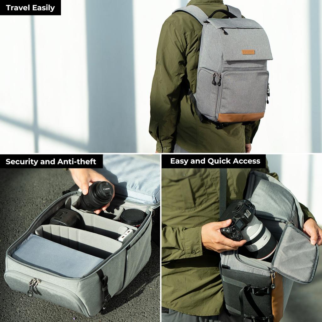 K&F Concept elegantní foto batoh 22L Nature Wander 11 šedá