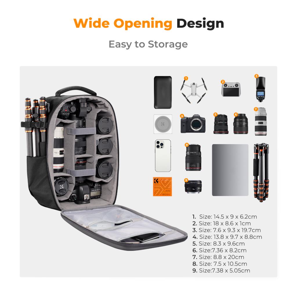 K&F Concept prostorný foto batoh 22L Nature Wander 10 černá