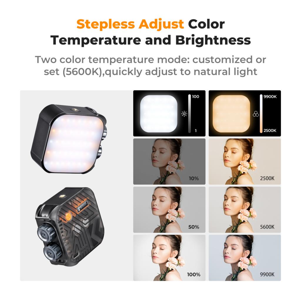 K&F Concept přídavné světlo Bi-Color LED 2500K-9900K černé