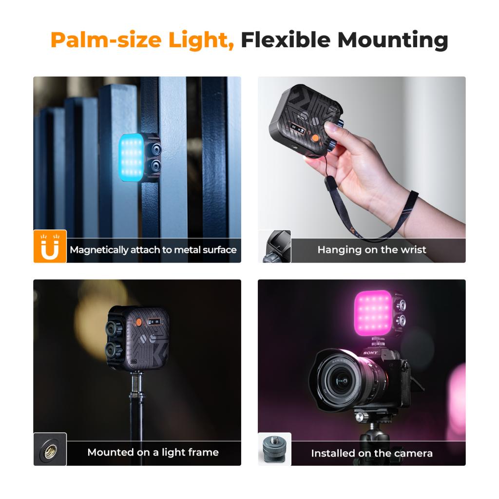 K&F Concept přídavné světlo RGB LED 2500K-9900K černé