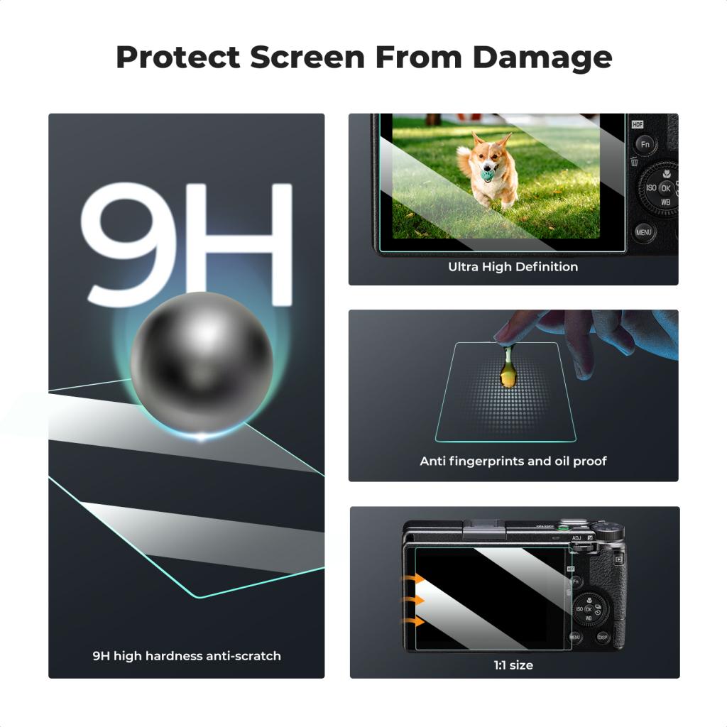 K&F Concept ochranné sklo displeje pro fotoaparáty Ricoh GRIII, 3 kusy v setu s dalším příslušenstvím