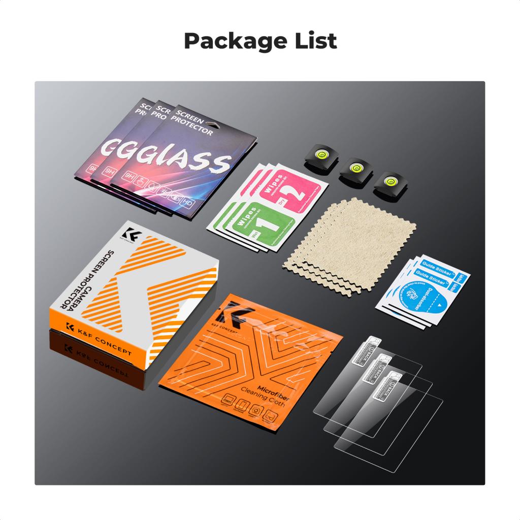 K&F Concept ochranné sklo displeje pro fotoaparáty Fujifilm X-T5, 3 kusy v setu s dalším příslušenstvím