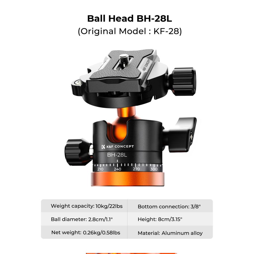 Kompaktní foto a video stativ s kulovou hlavou K&F Concept K255A4+BH-28L