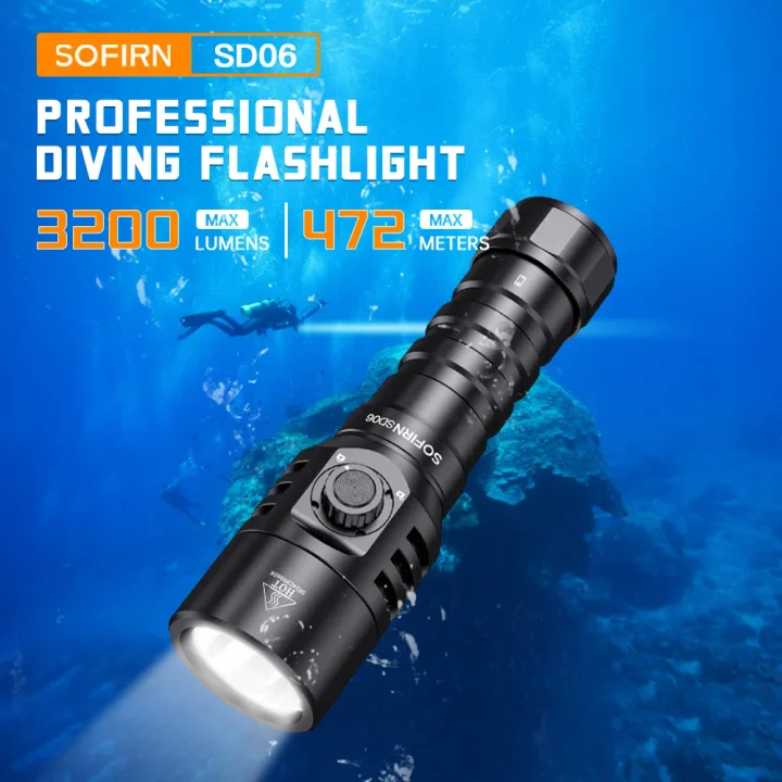 Vodotěsná svítilna Sofirn SD06 6500K, 3200 lumenů, s akumulátorem