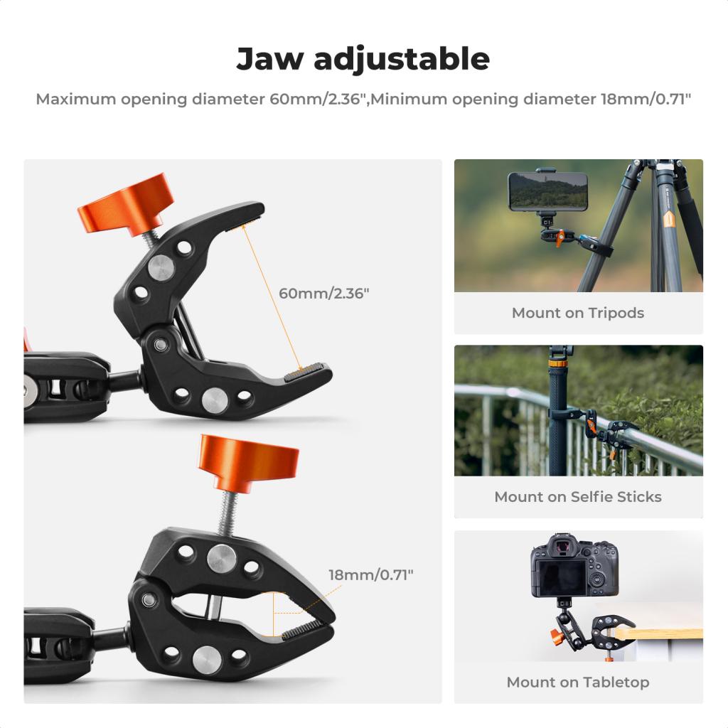 Obousměrná svorka super clamp s kulovým ramenem K&F Concept MS25