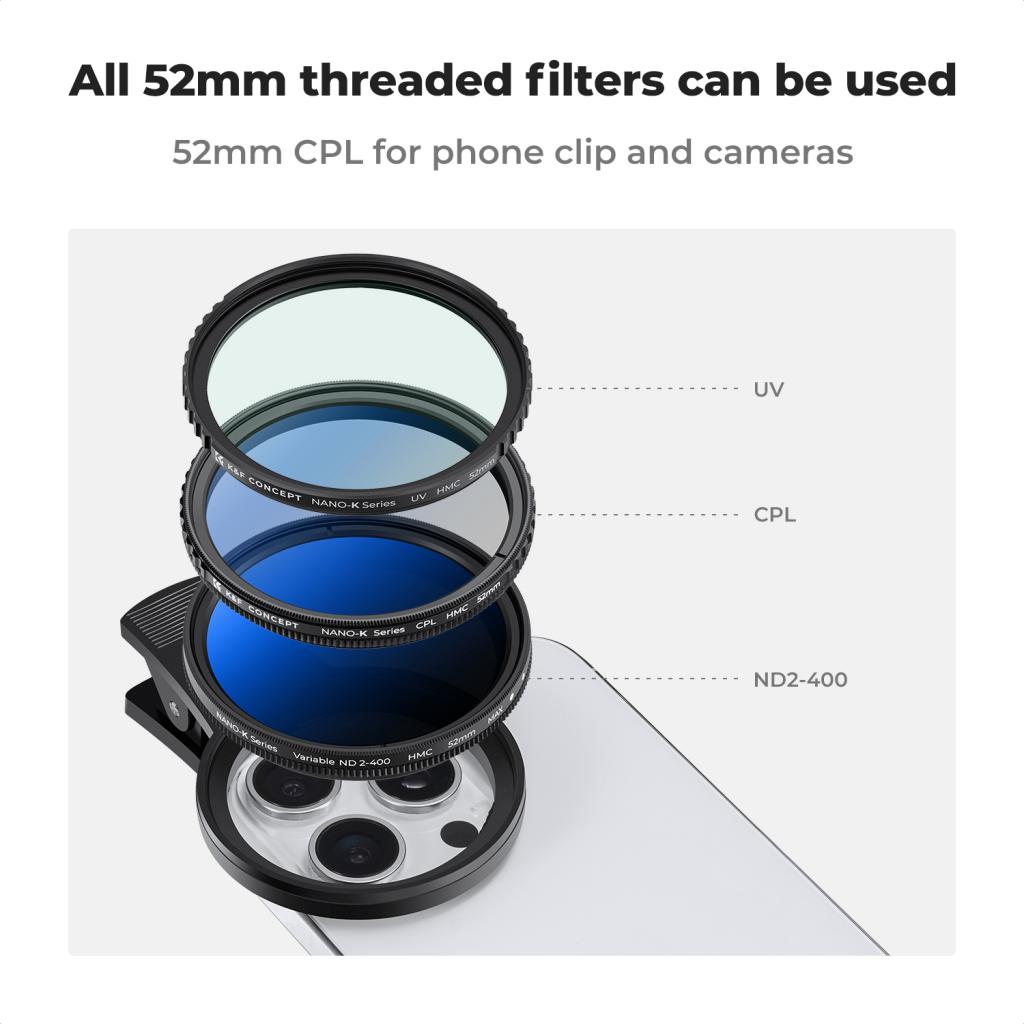 K&F Concept Polarizační CPL filtr s klipem pro mobilní telefony