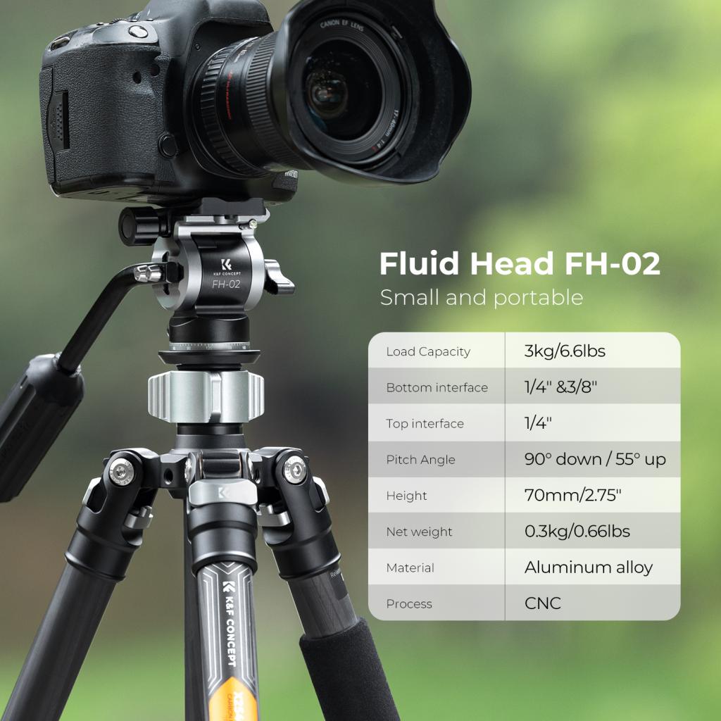 Kompaktní hydraulická stativová hlava K&F Concept FH-02
