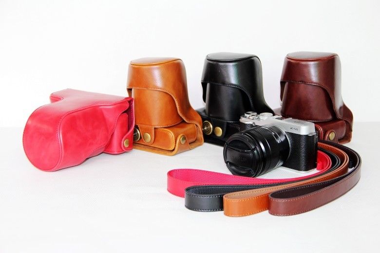 Kožené pouzdro pro FUJIFILM X-A2 tmavě hnědé