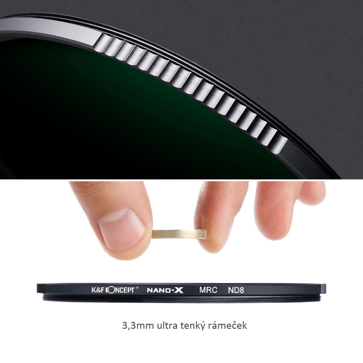 Neutrální šedý filtr K&F Concept NANO-X MRC ND4 slim 62mm