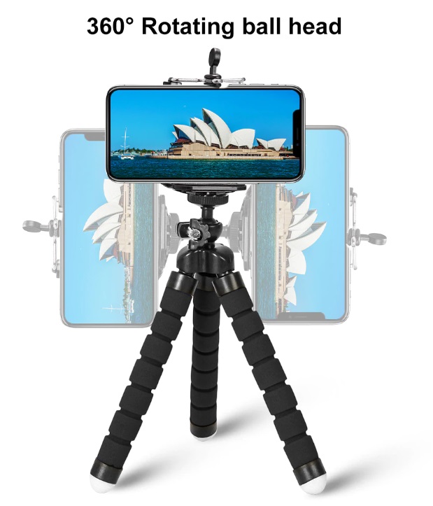 Ohebný flexi stativ pro mobilní telefon, červený