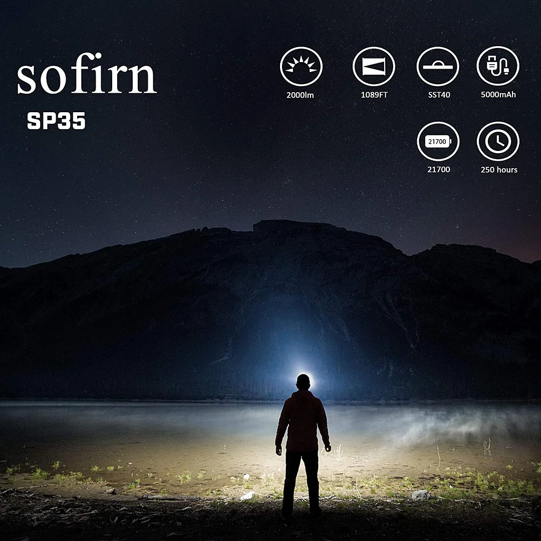 Nabíjecí svítilna Sofirn SP35 5000K, 2000 lumenů, s akumulátorem