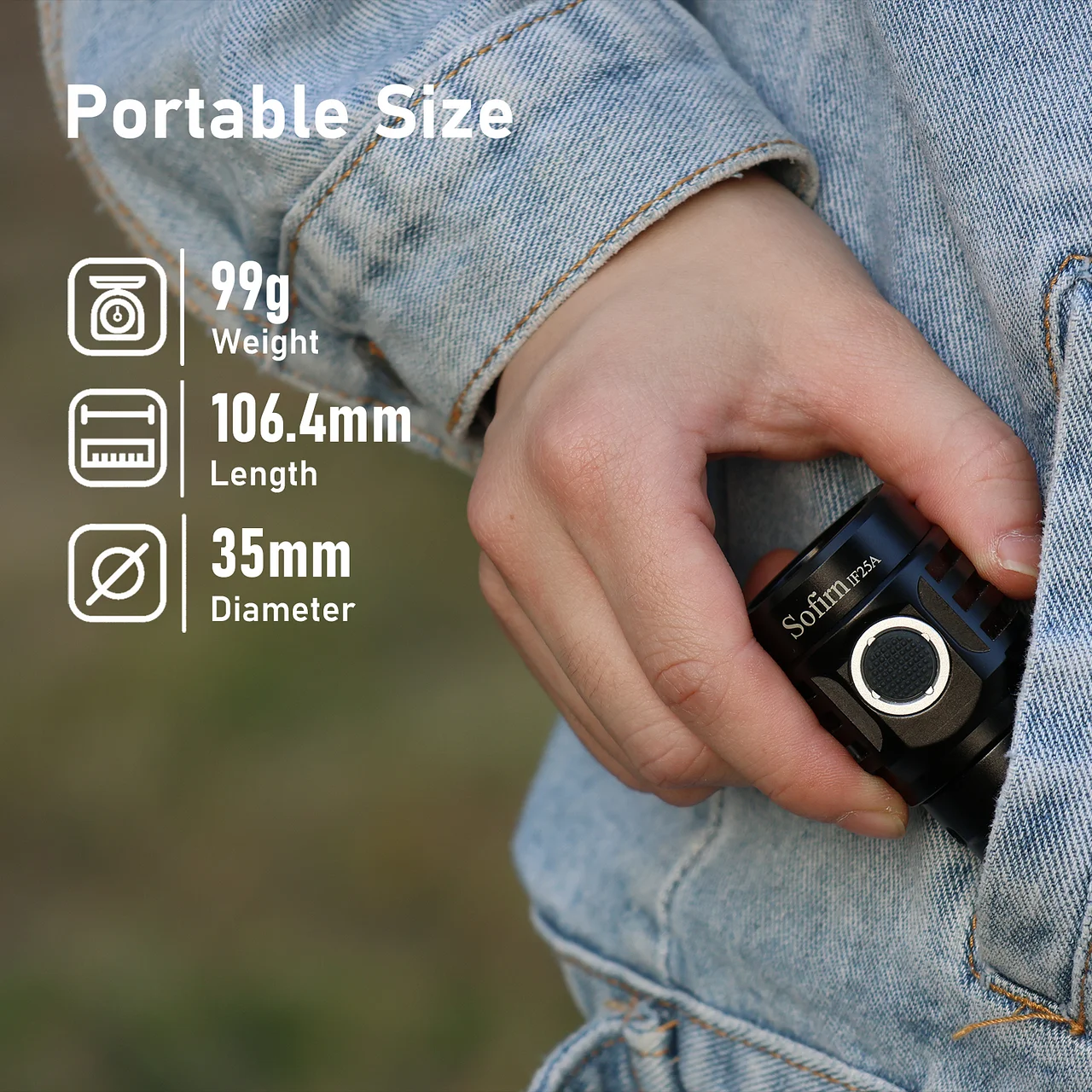 Malá výkonná svítilna Sofirn IF25A 6500K, 3800 lumenů, s funkcí powerbanky, bez akumulátoru