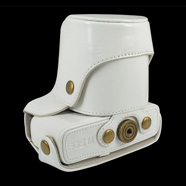 Kožené pouzdro pro Canon EOS M bílé 18-55mm