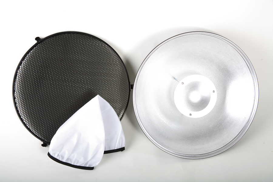 Stříbrný Beauty dish 42cm s voštinou a difuzérem