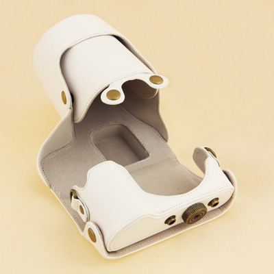 Kožené pouzdro pro fotoaparát Samsung NX300 bílé