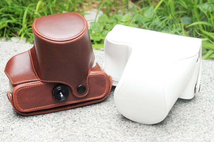 Kožené pouzdro pro fotoaparát Olympus PEN E-P3 bílé