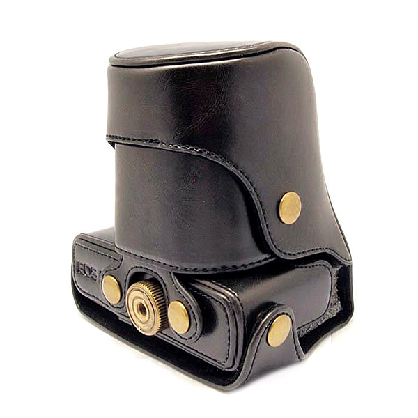 Kožené pouzdro pro Canon EOS M černé 18-55