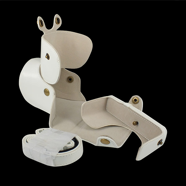 Kožené pouzdro pro Canon EOS M bílé 18-55mm