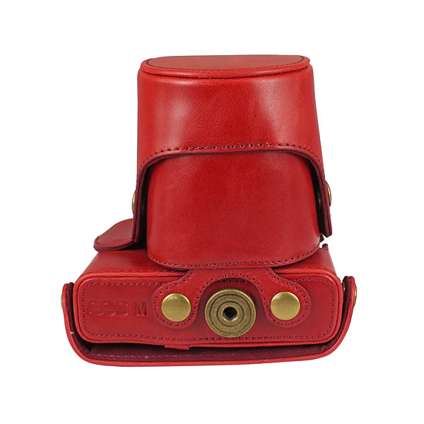 Kožené pouzdro pro Canon EOS M červené 18-55mm