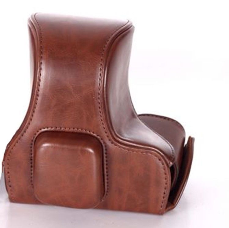 Kožené pouzdro pro fotoaparát Olympus PEN E-PL3 / E-PM1 světlé hnědé