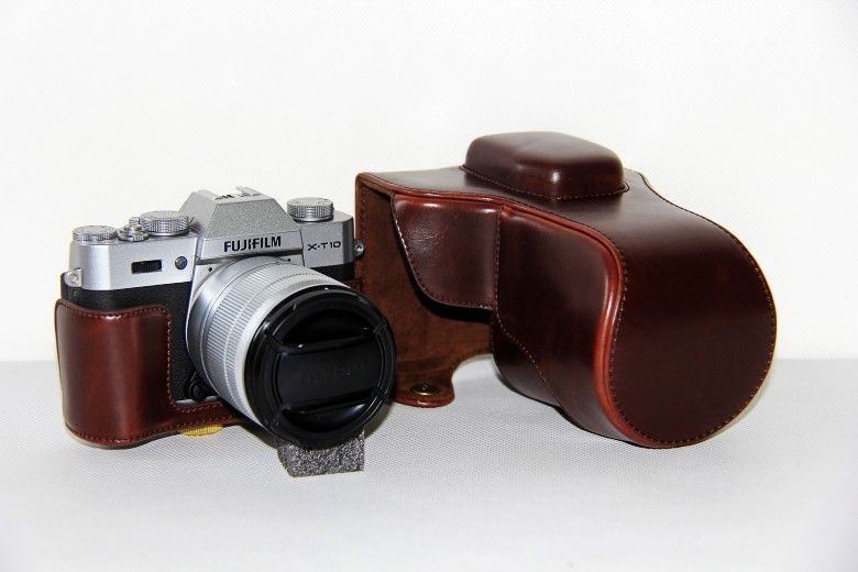 Kožené pouzdro pro FUJIFILM X-T10 / T20 / T30 tmavě hnědé