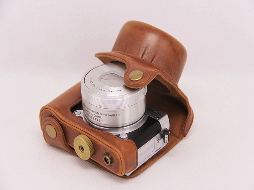 Kožené pouzdro pro NIKON J5 hnědé