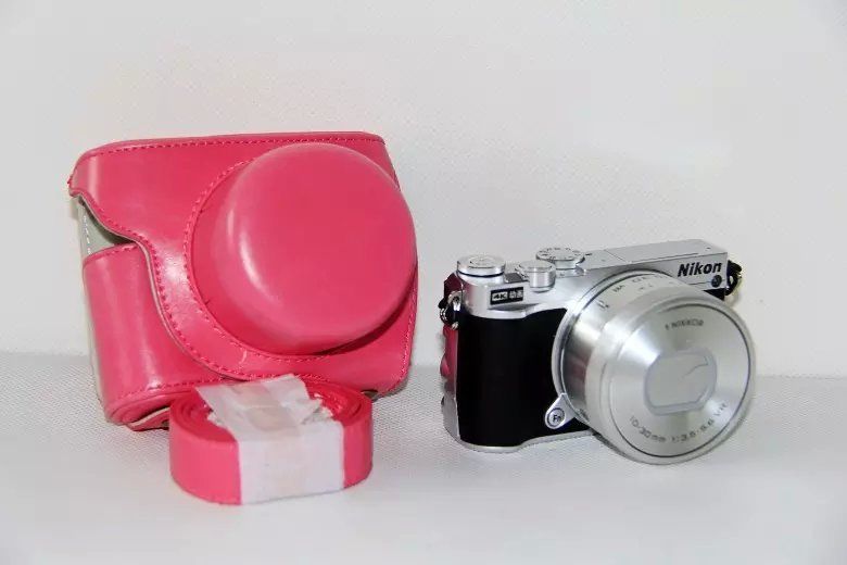 Kožené pouzdro pro NIKON J5 růžové