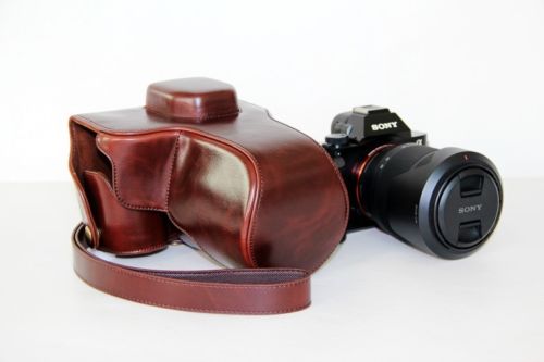 Kožené pouzdro pro SONY ALPHA A7 / A7R / A7S MARK II tmavě hnědé