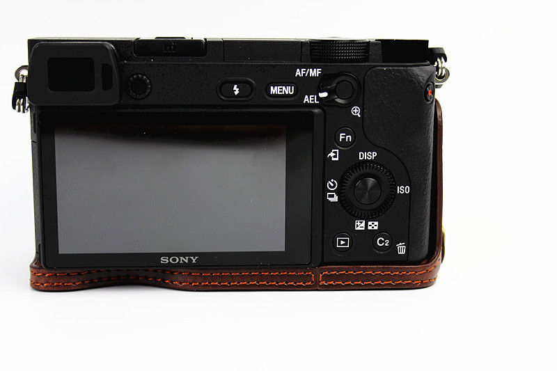 Kožené pouzdro pro SONY ALPHA A6000 / A6300 tmavě hnědé