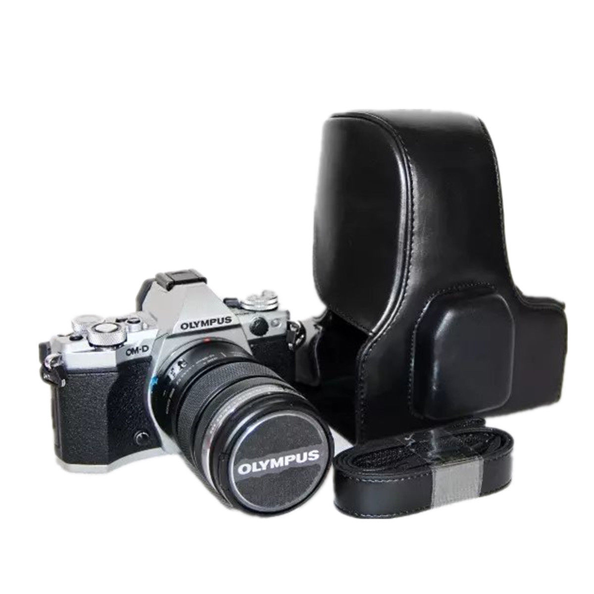 Kožené pouzdro pro Olympus OM - D E-M5 Mark II černé velké