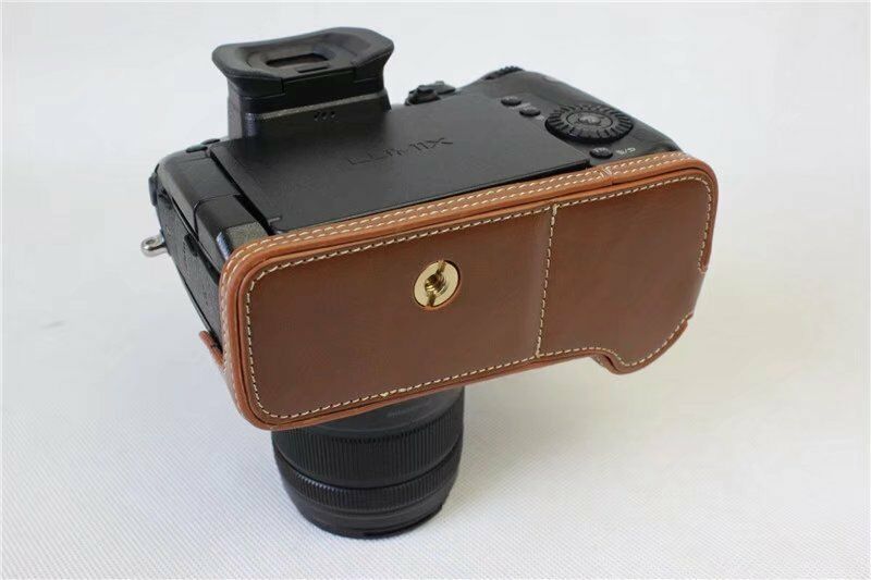 Kožené pouzdro pro PANASONIC Lumix DC-GH5 světle hnědé