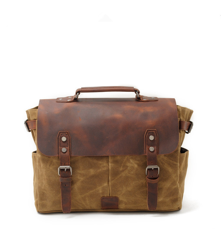 Kožená fotobrašna Vagabund Elegant khaki