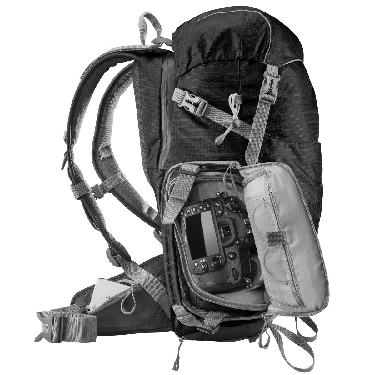 Mantona Elements Outdoor Backpack - Turistický foto batoh Černý