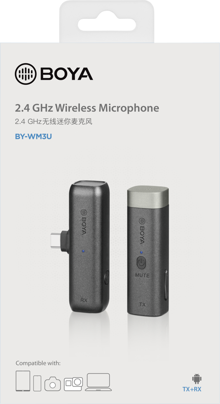 Bezdrátový mikrofonní systém BY-WM3U / 2.4G Mini Wireless Microphone / for Camera, Smartphone, Type-C devices