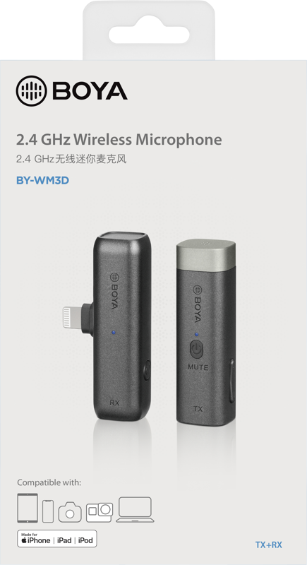 Bezdrátový mikrofonní systém BY-WM3D / 2.4G Mini Wireless Microphone / for Camera, Smartphone, iOS devices