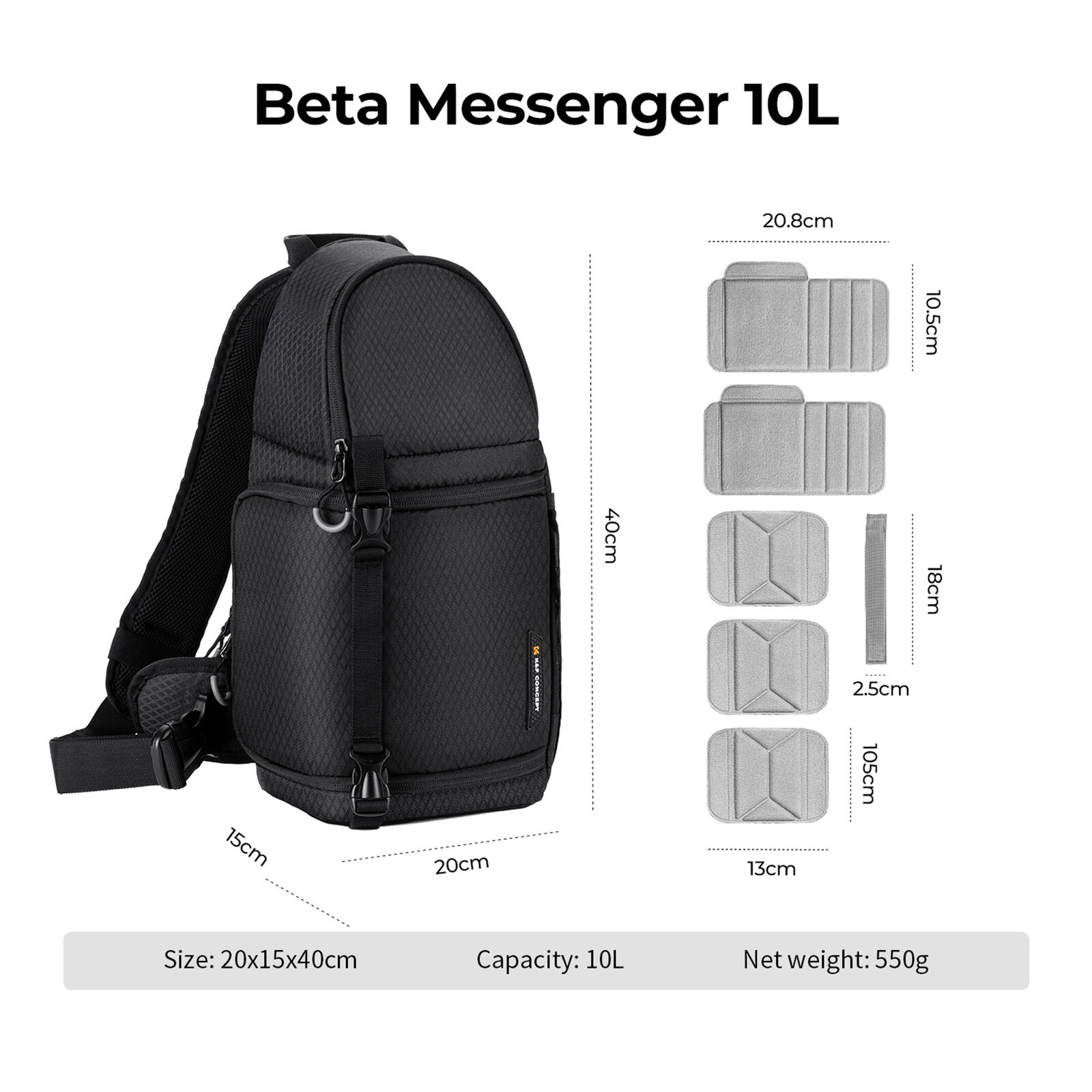 K&F Concept foto batoh 10 l Beta sling Messenger černý