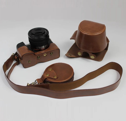 Kožené pouzdro pro SONY A7C tmavě hnědé