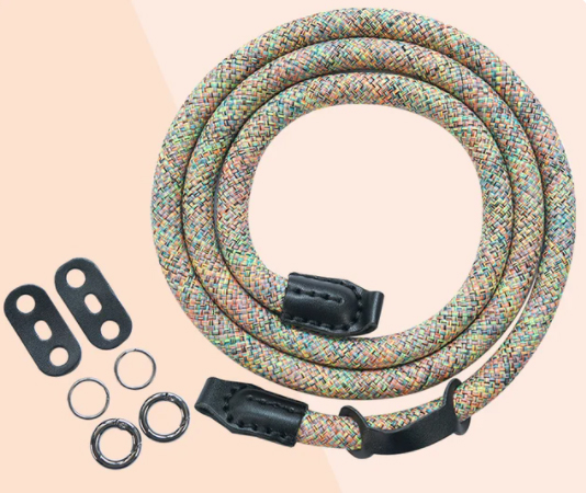 Prémiový provazový, kulatý retro foto popruh zelený s možností rychlého odepnutí 