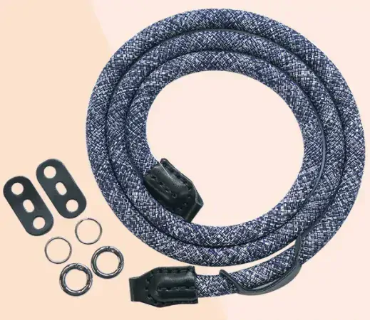 Prémiový provazový, kulatý retro foto popruh modrý s možností rychlého odepnutí 