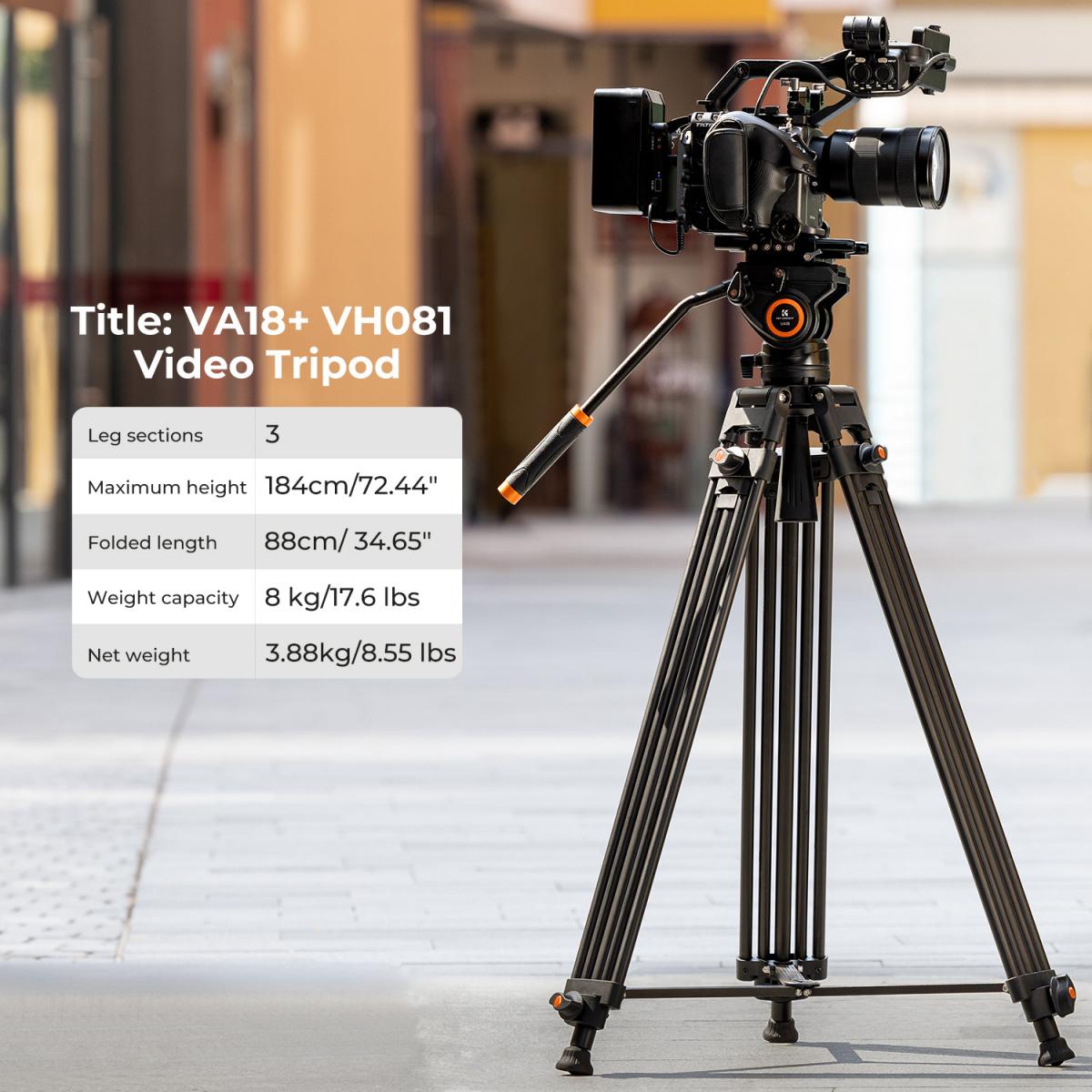 Bytelný videostativ s hydraulickou hlavou K&F Concept VA18+ VH081