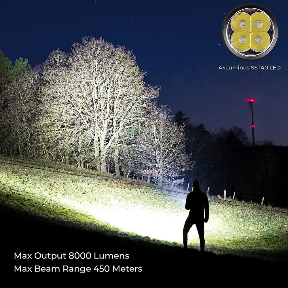 Kompaktní výkonná svítilna Sofirn SP36pro 6500K, s funkcí powerbanky, 8000 lumenů, bez akumulátorů