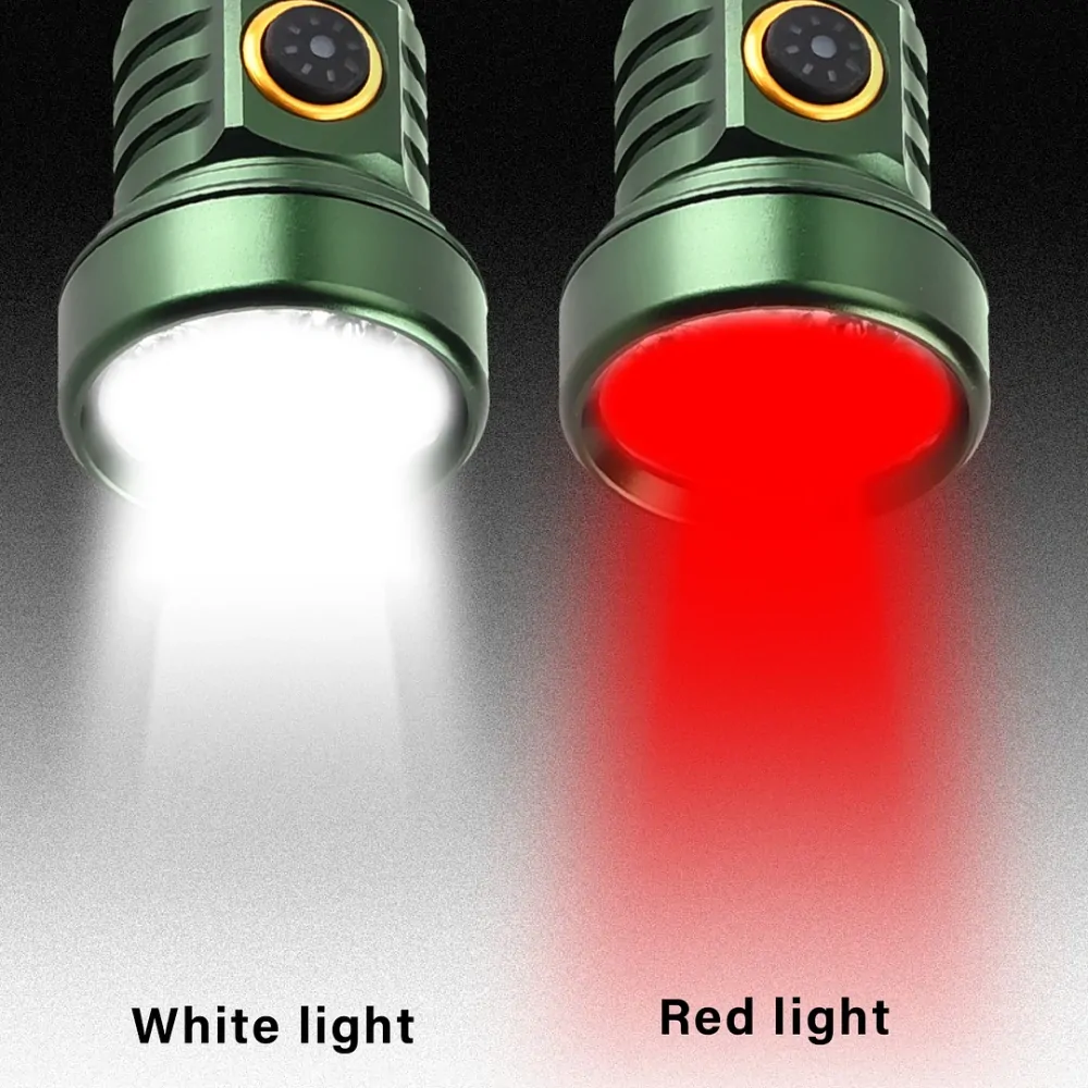 Nabíjecí EDC svítilna 2000 lumenů 5x LED s možností červeného světla, s akumulátorem