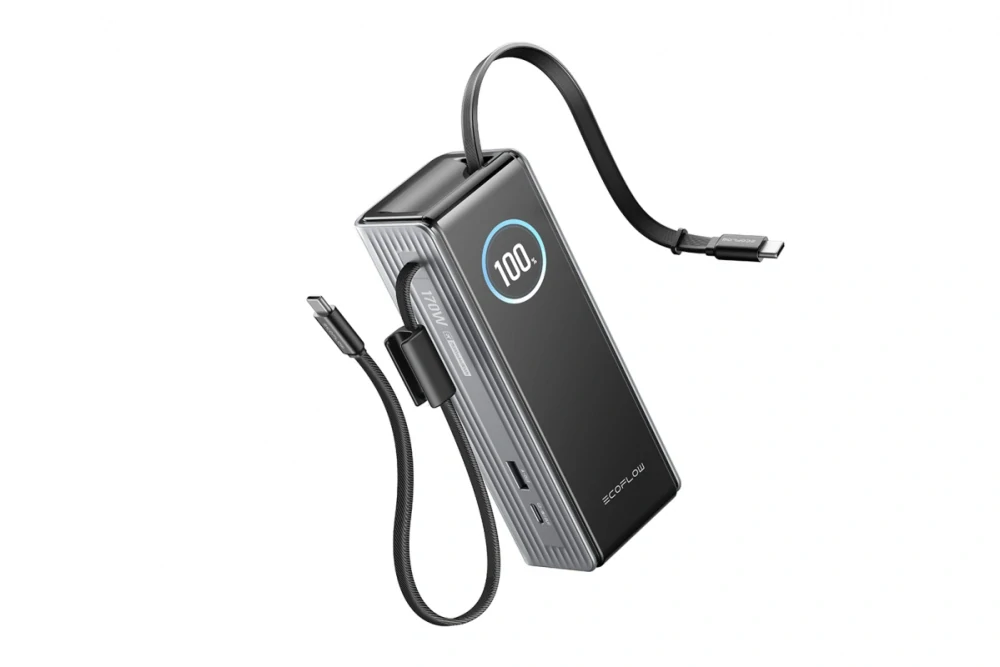 EcoFlow RAPID Power Banka (25000mAh,170W) 2x100W vestavěný USB-C kabel - stříbrná