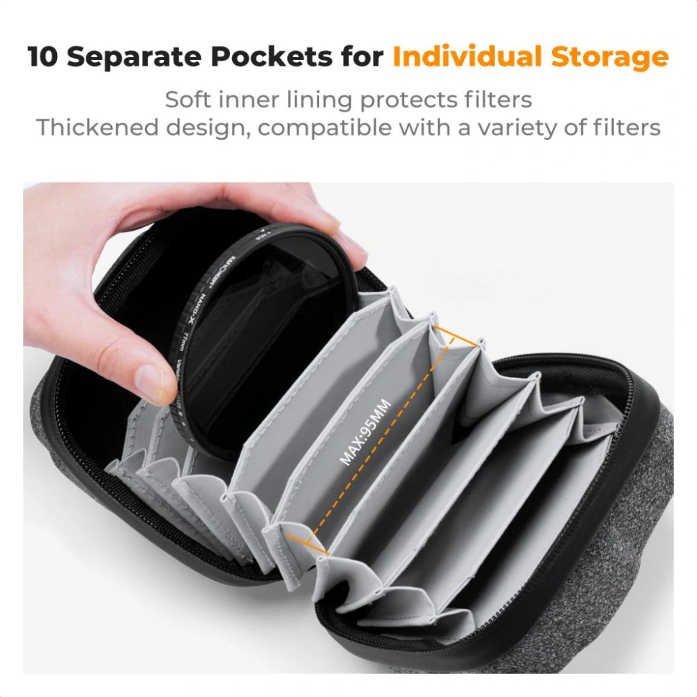 K&F Concept Filter Bag 08 skořepinové pouzdro na 10 filtrů, velikost L