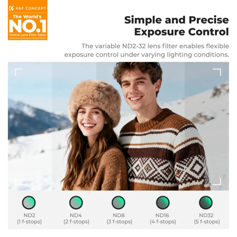 K&F Concept Variabilní ND filtr ND2-ND32 67mm s klipem pro mobilní telefony včetně odolného pouzdra