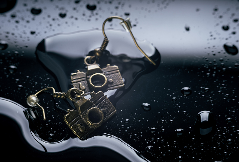 Náušnice - fotoaparát, bronzové