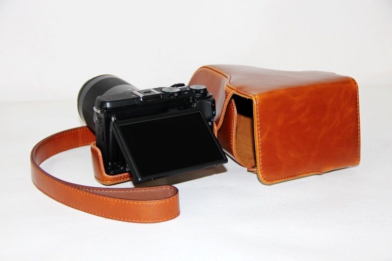 Kožené pouzdro pro CANON EOS M3 hnědé