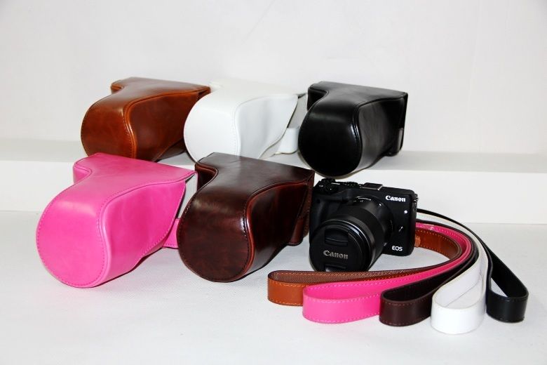 Kožené pouzdro pro CANON EOS M3 růžové